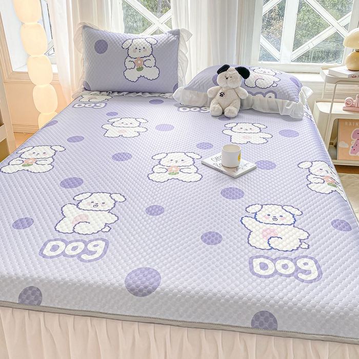 91家纺网 家纺一手货源 找家纺 康纳利2025新款A类冰豆豆床裙款凉席夏被四件套凉感丝空调被送买家秀 波点狗