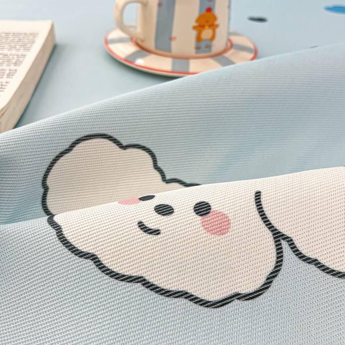 91家纺网 家纺一手货源 找家纺 绒艺席业 2025新款600D冰丝印花数码印花冰藤席卡通小清新系列 云朵狗