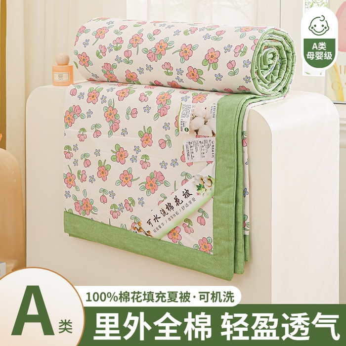 91家纺网 家纺一手货源 找家纺 锦鹭被业 2025新款A类里外全棉印花夏被 春的味道