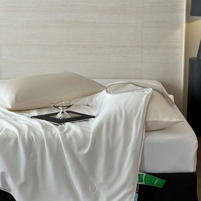 91家纺网 家纺一手货源 找家纺 茧羽世家 2025天丝纯色床笠夏被被子如丝系列 如丝 本白