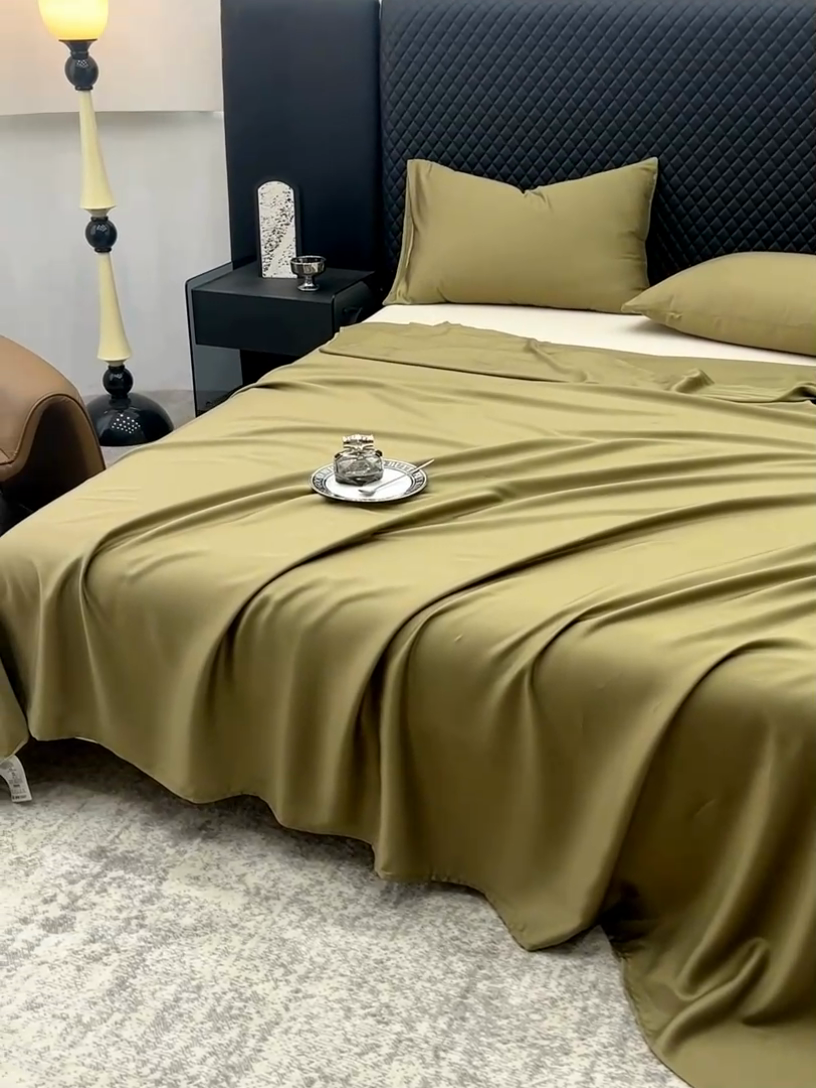 91家纺网 家纺一手货源 找家纺 简宜家居（朝初家纺） 2025新款A棉兰精天丝单床单 柔肌-松绿