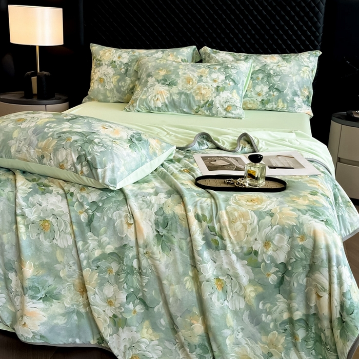 91家纺网 家纺一手货源 找家纺 花满路 2025新款成人夏被 丹青