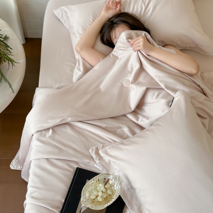 91家纺网 家纺一手货源 找家纺 （总）茧羽世家 2025天丝纯色床笠夏被被子如丝系列