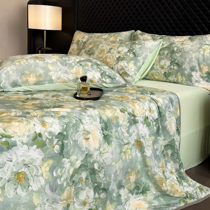 91家纺网 家纺一手货源 找家纺 花满路 2025新款成人夏被 丹青