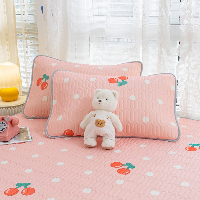 91家纺网 家纺一手货源 找家纺 默忆 2025新款凉感丝印花乳胶凉席 甜心樱桃