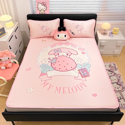 91家纺网 家纺一手货源 找家纺 （总）暮思家居 2025新款正版授权A类大版数码印花三丽鸥可机洗1200D冰丝凉席可组合针织棉夏被四件套床笠款