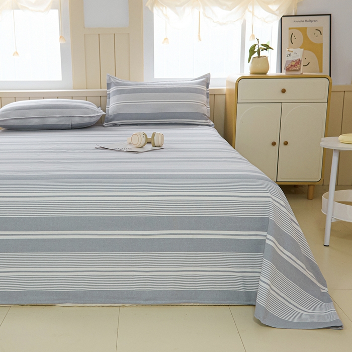 91家纺网 家纺一手货源 找家纺 2025新款全棉色织老粗布单床单 浅陌