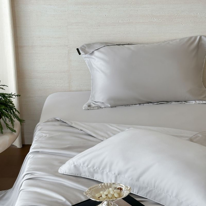 91家纺网 家纺一手货源 找家纺 茧羽世家 2025天丝纯色床笠夏被被子如丝系列 如丝 蜜桃灰