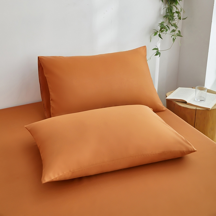 91家纺网 家纺一手货源 找家纺 艾橙家纺 2025新款正宗133x72喷气织造全棉纯棉纯色床笠三件套 太妃糖