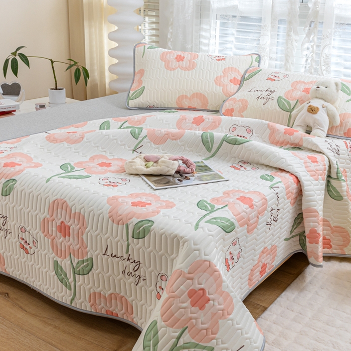 91家纺网 家纺一手货源 找家纺 默忆 2025新款凉感丝印花乳胶凉席 花田雨梦