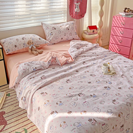 妖妖家纺2025新款糯糯夏凉被四件套夏凉被空调被 狗狗乐园