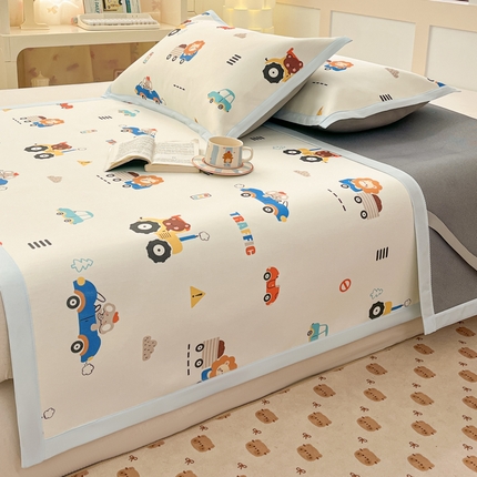 绒艺席业 2025新款600D冰丝印花数码印花冰藤席卡通小清新系列 快乐总动员