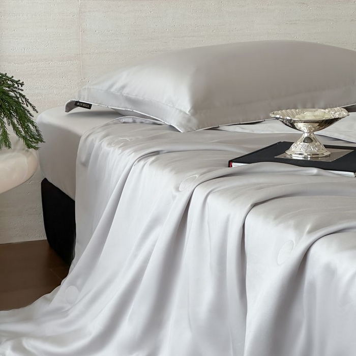 91家纺网 家纺一手货源 找家纺 茧羽世家 2025天丝纯色床笠夏被被子如丝系列 如丝 蜜桃灰