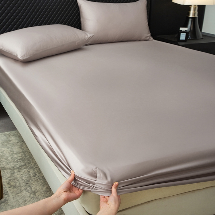 91家纺网 家纺一手货源 找家纺 简宜家居（朝初家纺） 2025新款兰精天丝单床笠 柔肌-棕咖