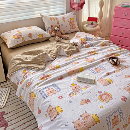 妖妖家纺2025新款糯糯夏凉被四件套夏凉被空调被 卡皮巴拉小伙伴