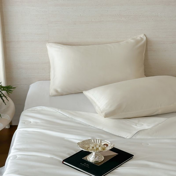 91家纺网 家纺一手货源 找家纺 茧羽世家 2025天丝纯色床笠夏被被子如丝系列 如丝 本白