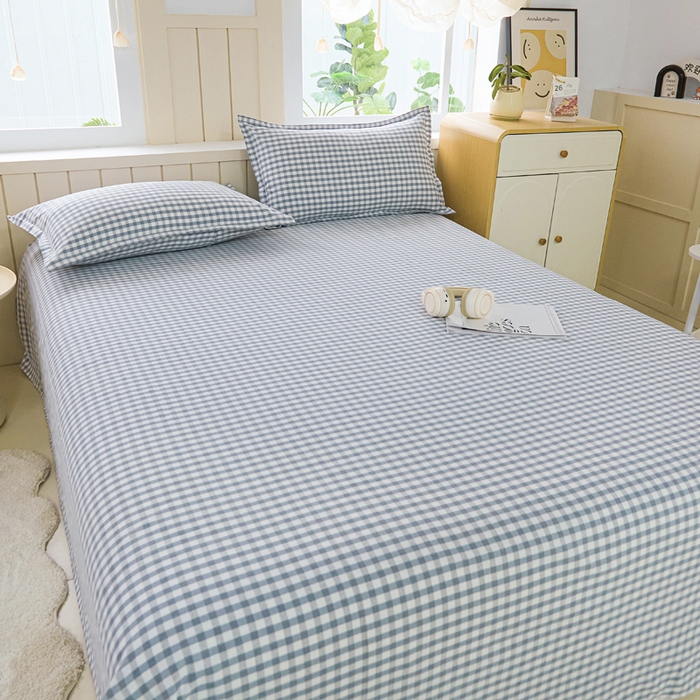 91家纺网 家纺一手货源 找家纺 2025新款全棉色织老粗布单床单 淡墨