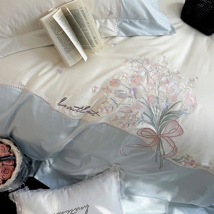 91家纺网 家纺一手货源 找家纺 优悦生活馆 2025新款全棉新疆长绒棉四件套-鸢尾花畔 控价 鸢尾花畔-浅云蓝