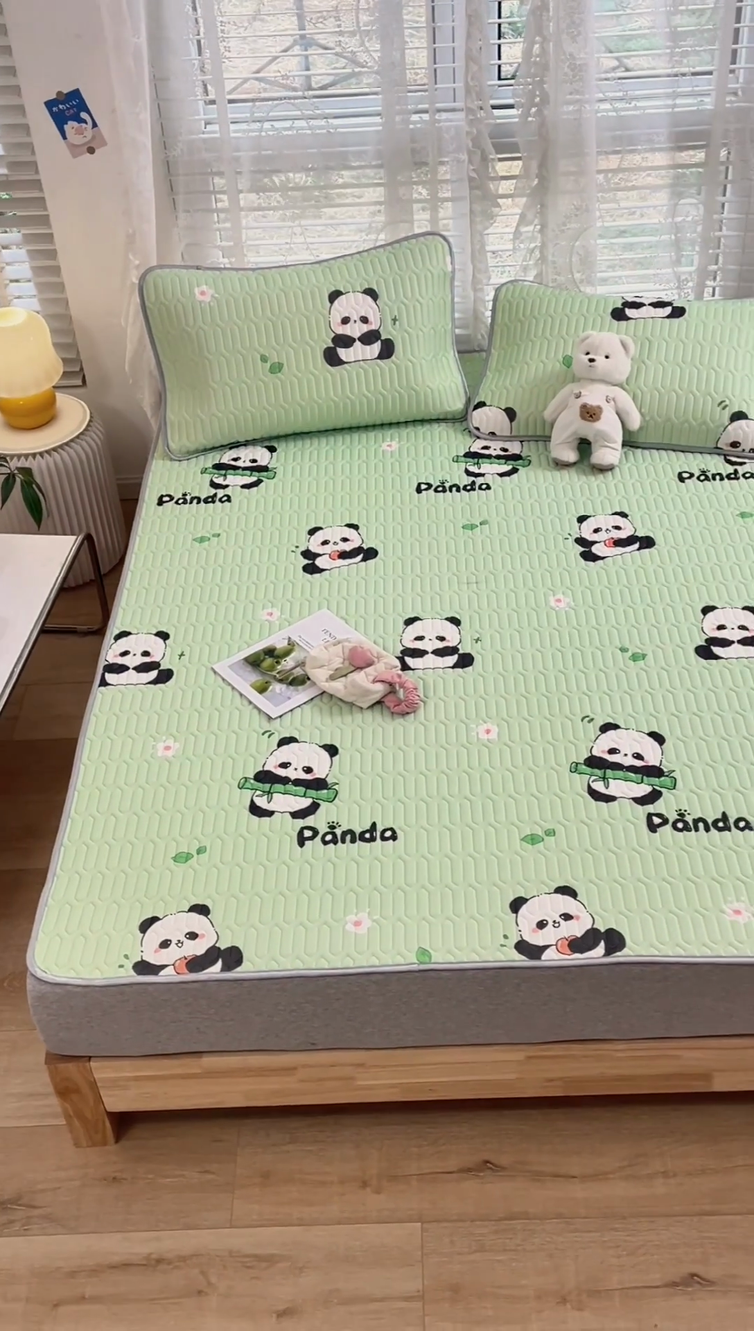 91家纺网 家纺一手货源 找家纺 默忆 2025新款凉感丝印花乳胶凉席 开心熊猫