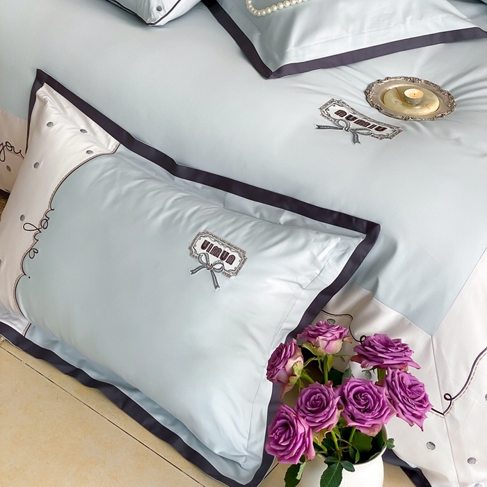 91家纺网 家纺一手货源 找家纺 品家居2025新款高支高密贡缎长绒棉四件套 觅-蓝