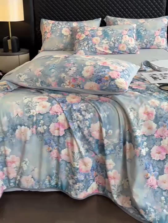 91家纺网 家纺一手货源 找家纺 花满路 2025新款成人夏被 清韵