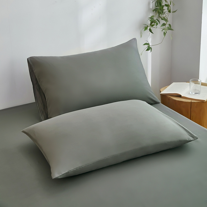 91家纺网 家纺一手货源 找家纺 艾橙家纺 2025新款正宗133x72喷气织造全棉纯棉纯色床笠三件套 绅士灰