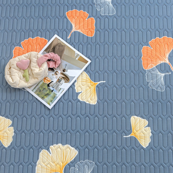 91家纺网 家纺一手货源 找家纺 默忆 2025新款凉感丝印花乳胶凉席 秋风落叶