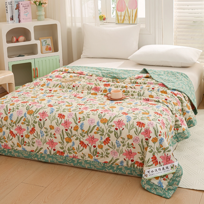 91家纺网 家纺一手货源 找家纺 锦鹭被业 2025新款A类里外全棉印花夏被 芳华