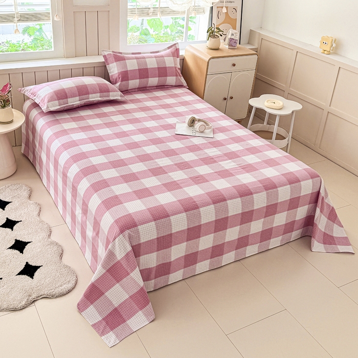 91家纺网 家纺一手货源 找家纺 2025新款全棉色织老粗布单床单 樱络