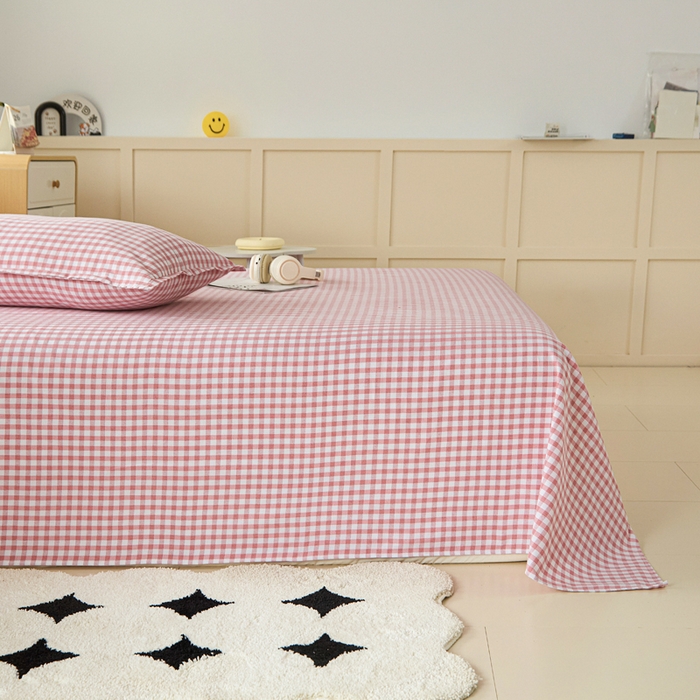 91家纺网 家纺一手货源 找家纺 2025新款全棉色织老粗布四件套 红尘