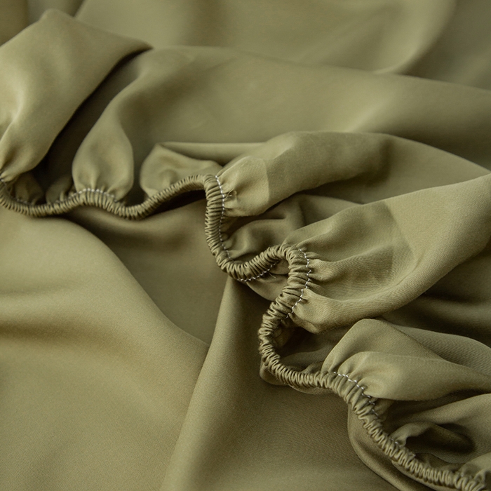 91家纺网 家纺一手货源 找家纺 简宜家居（朝初家纺） 2025新款兰精天丝单床笠 柔肌-松绿