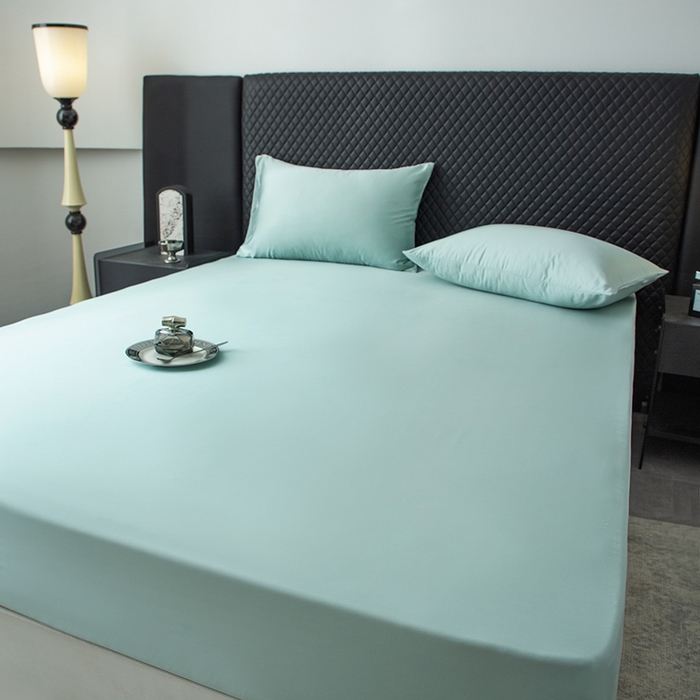 91家纺网 家纺一手货源 找家纺 简宜家居（朝初家纺） 2025新款兰精天丝单床笠 柔肌-水绿