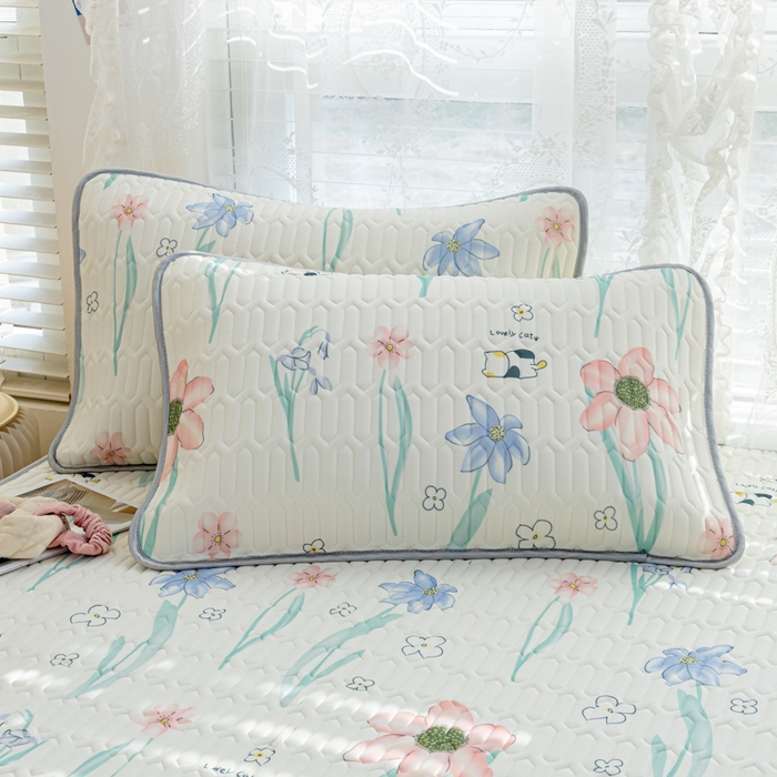 91家纺网 家纺一手货源 找家纺 默忆 2025新款凉感丝印花乳胶凉席 花开曼舞