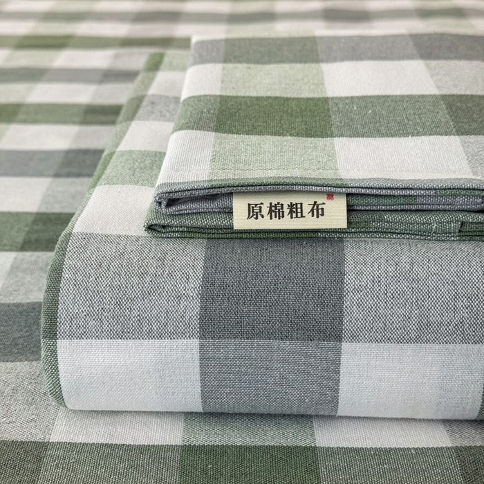 91家纺网 家纺一手货源 找家纺 2025新款全棉色织老粗布单床单 森眸