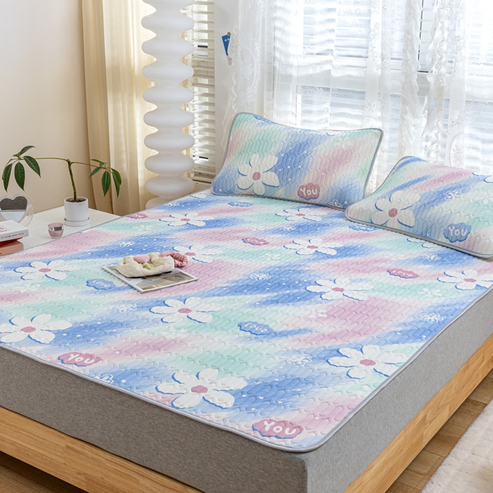 91家纺网 家纺一手货源 找家纺 默忆 2025新款凉感丝印花乳胶凉席 七彩世界