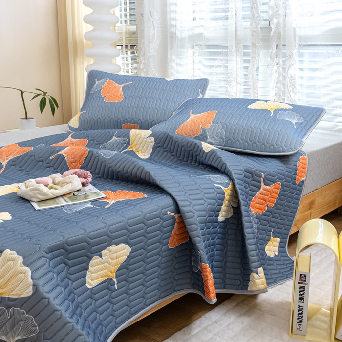 91家纺网 家纺一手货源 找家纺 默忆 2025新款凉感丝印花乳胶凉席 秋风落叶