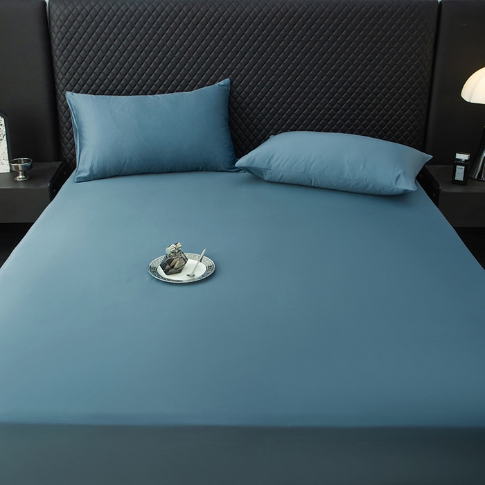 91家纺网 家纺一手货源 找家纺 简宜家居（朝初家纺） 2025新款兰精天丝单床笠 柔肌-宾利蓝