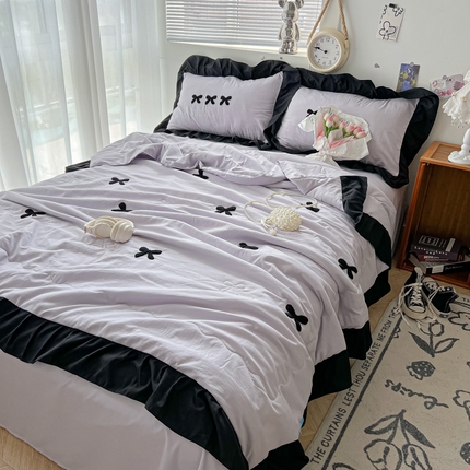 91家纺网 家纺一手货源 找家纺 （总）子钦2025新款法式毛巾绣花边单夏被夏被四件套-洛可可