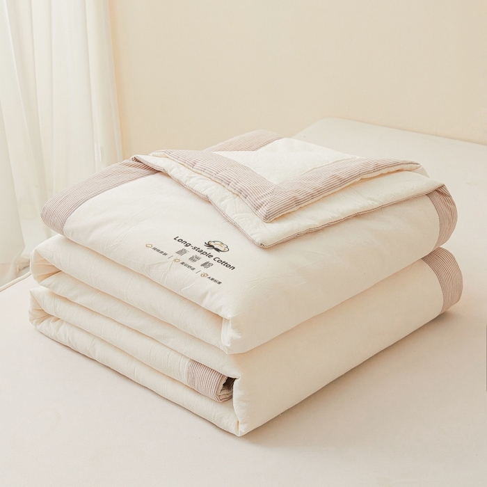 91家纺网 家纺一手货源 找家纺 2025新款无印风纯色100%新疆棉夏被夏凉被空调被棉花夏被棉花被子被芯爆款可机洗（包检测） 新疆棉-米白