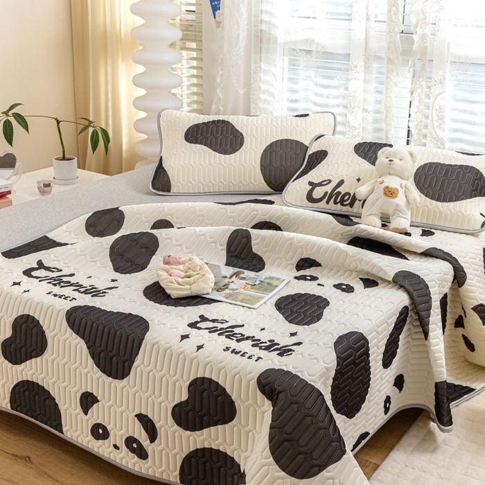 91家纺网 家纺一手货源 找家纺 默忆 2025新款凉感丝印花乳胶凉席 快乐熊猫