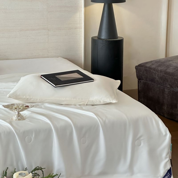 91家纺网 家纺一手货源 找家纺 茧羽世家 2025天丝纯色床笠夏被被子如丝系列 如丝 本白