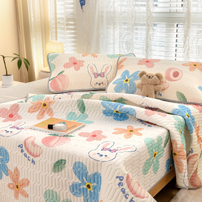 91家纺网 家纺一手货源 找家纺 默忆 2025新款凉感丝印花乳胶凉席 夏天味道