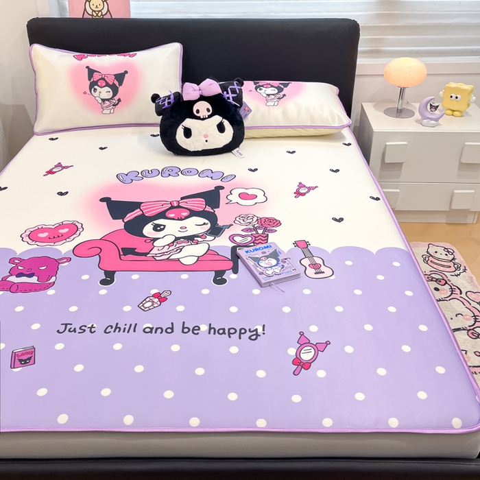 91家纺网 家纺一手货源 找家纺 暮思家居 2025新款正版授权A类大版数码印花三丽鸥可机洗1200D冰丝凉席可组合针织棉夏被四件套床笠款 床笠款-美妆库洛米