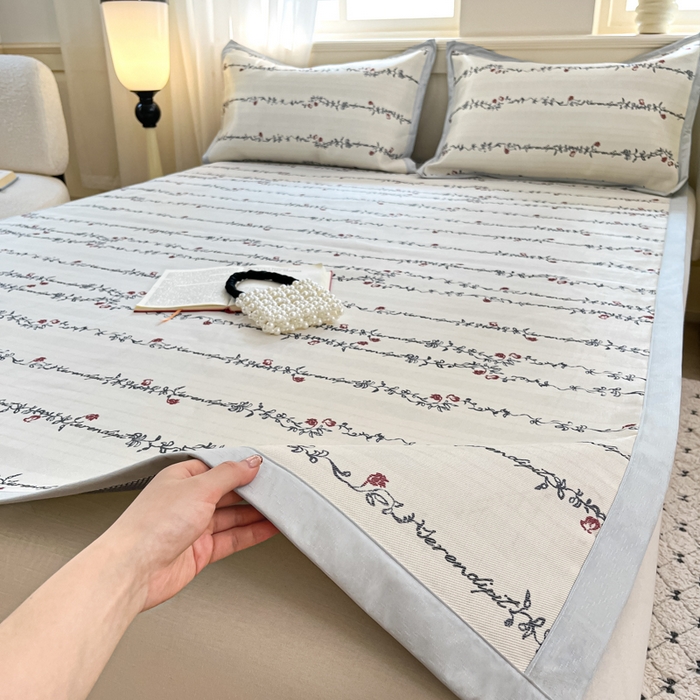 91家纺网 家纺一手货源 找家纺 （总）绒艺席业 2025新款600D冰丝印花数码印花冰藤席赫本风系列