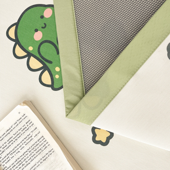 91家纺网 家纺一手货源 找家纺 绒艺席业 2025新款600D冰丝印花数码印花冰藤席卡通小清新系列 恐龙乐园