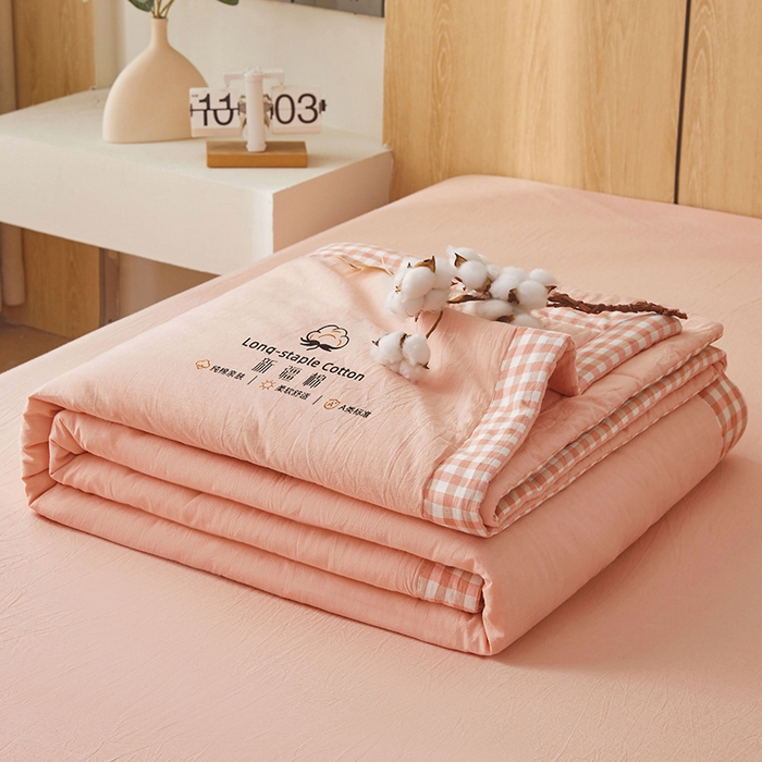 91家纺网 家纺一手货源 找家纺 2025新款无印风纯色100%新疆棉夏被夏凉被空调被棉花夏被棉花被子被芯爆款可机洗（包检测） 新疆棉-粉色