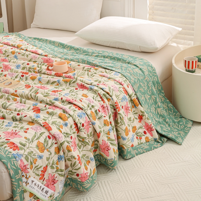 91家纺网 家纺一手货源 找家纺 锦鹭被业 2025新款A类里外全棉印花夏被 芳华