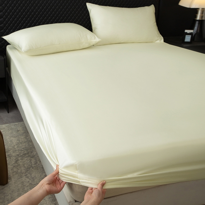 91家纺网 家纺一手货源 找家纺 简宜家居（朝初家纺） 2025新款兰精天丝单床笠 柔肌-绵白