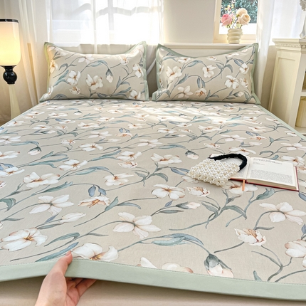 91家纺网 家纺一手货源 找家纺 （总）绒艺席业 2025新款600D冰丝印花数码印花冰藤席赫本风系列