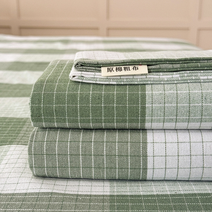 91家纺网 家纺一手货源 找家纺 2025新款全棉色织老粗布单床单 言格